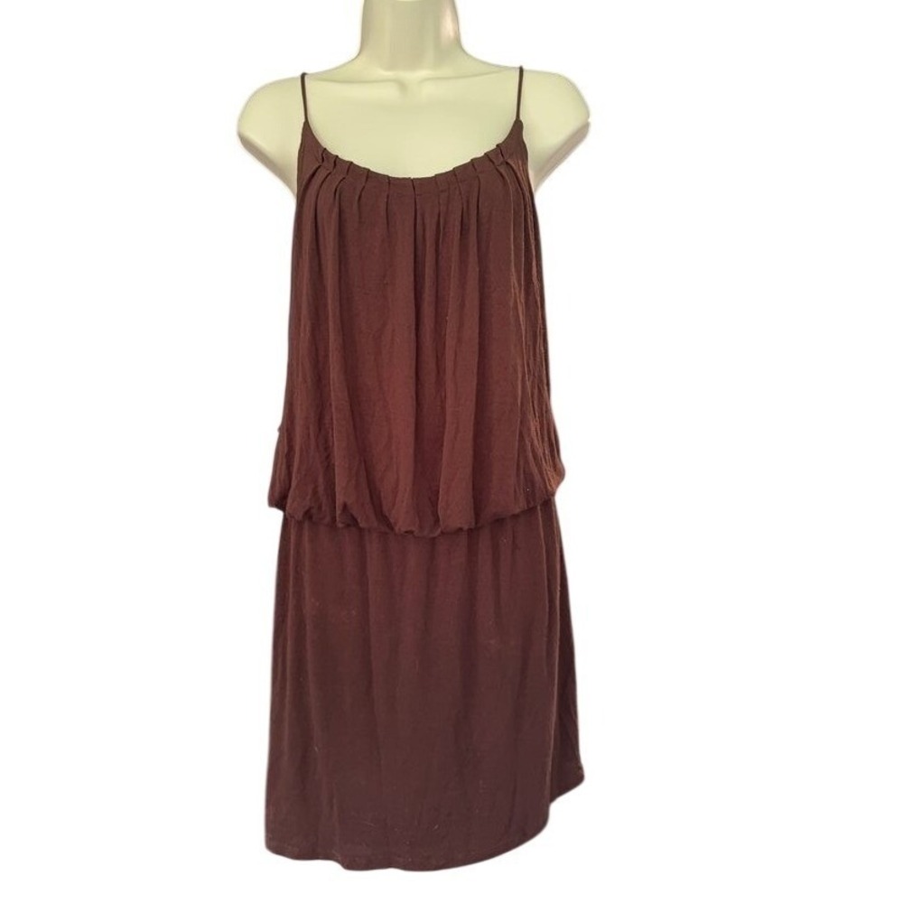 Ella Moss Womens Brown Blouson Mini Dress Spaghetti Strap Small MF3965